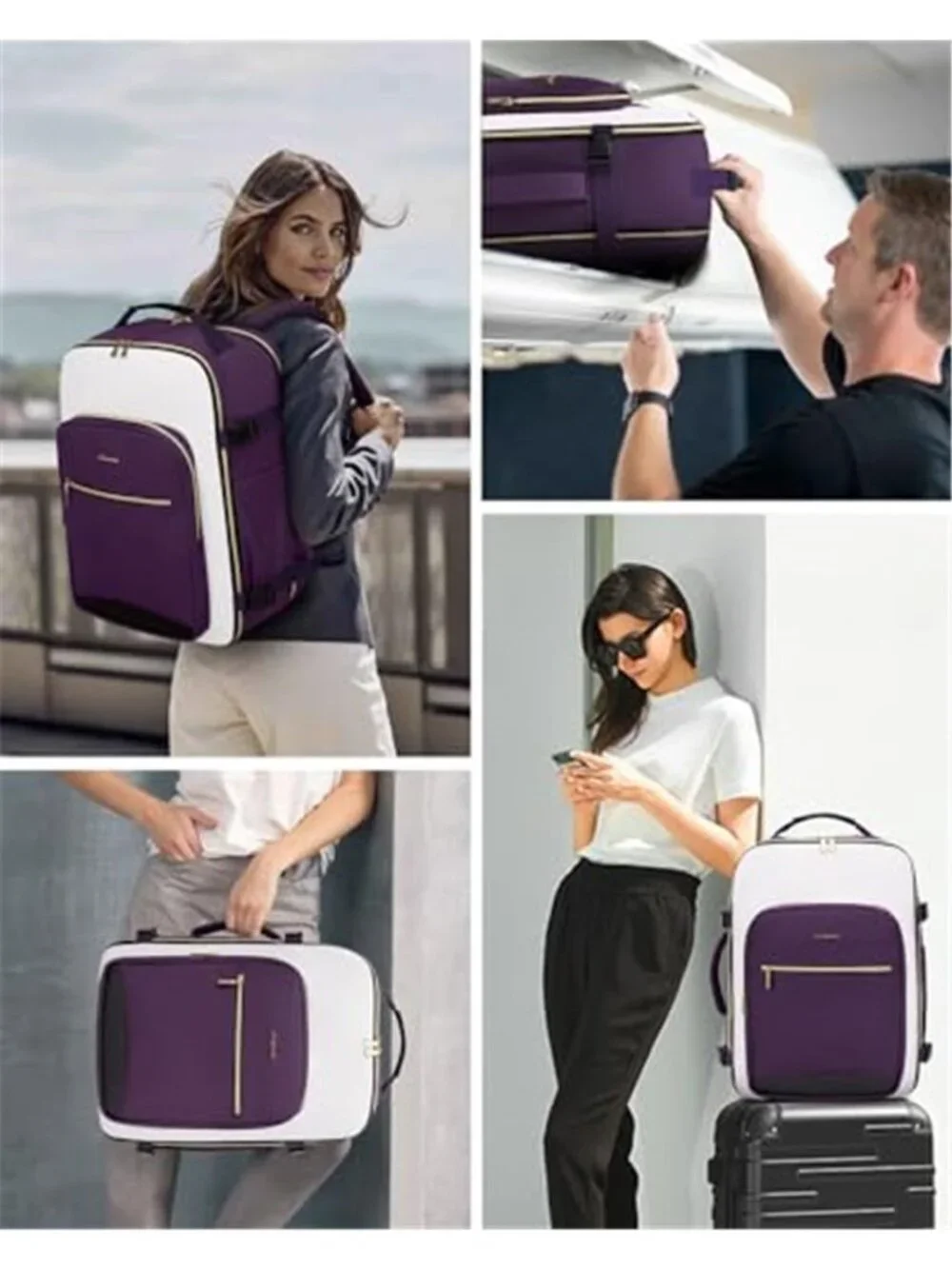 Carry On Travel Backpack 40L Personal Item Airline Approved With Packing Cubes